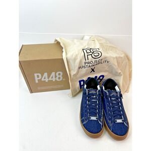 P448 John Denim Blue Sneakers Women's Size 38 (US 7.5 - 8) Made In Italy